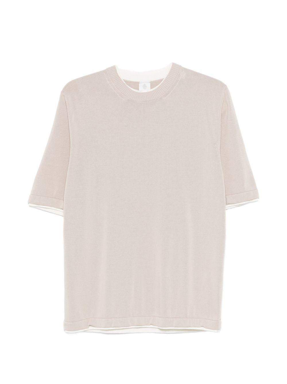 Maglione con scollo rotondo e rifiniture in beige Eleventy - uomo 
