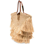 Borsa in raffia Goldentime in beige 