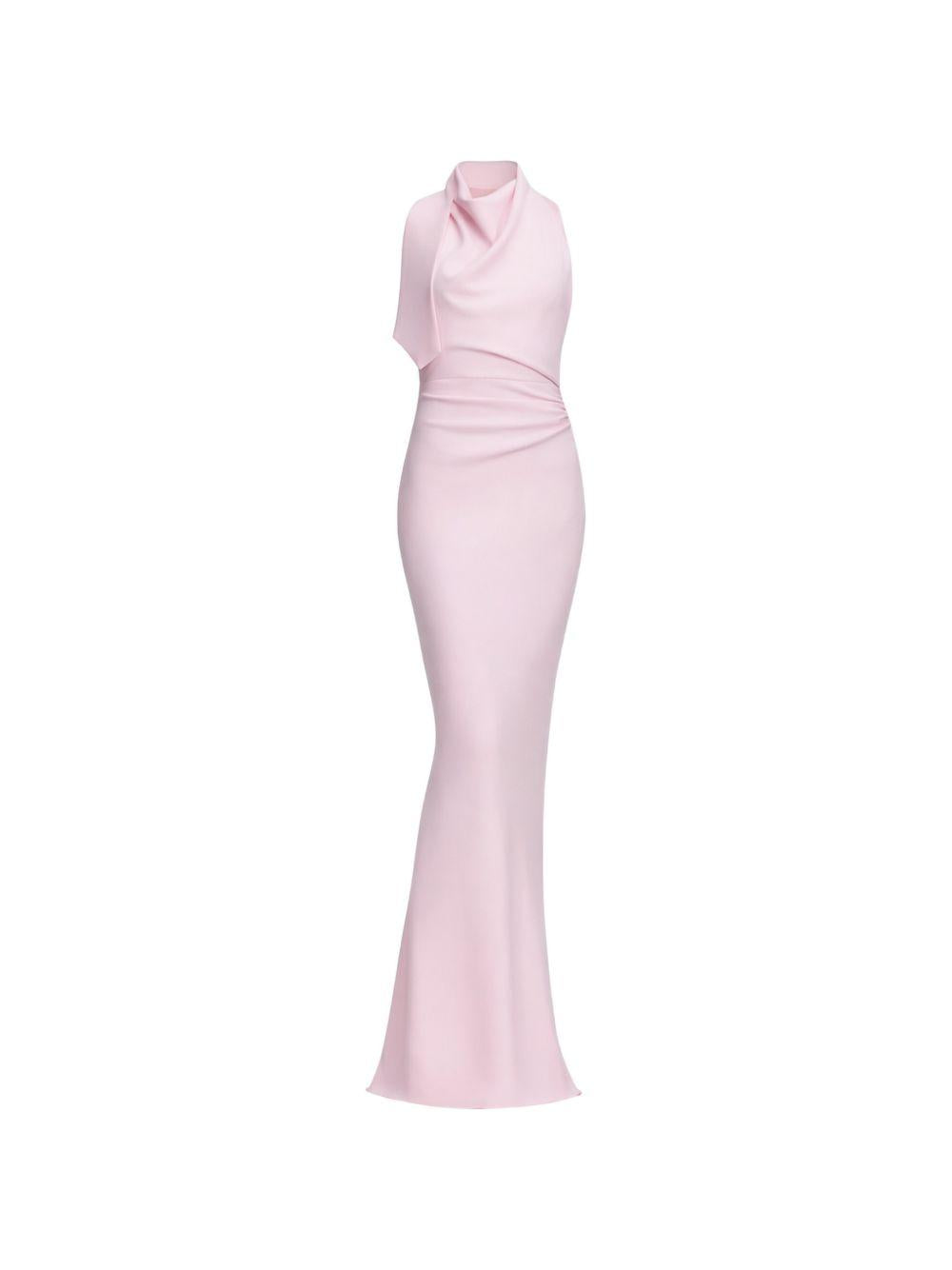 Abito lungo drappeggiato con scollo all'americana in rosa Self-portrait - donna 