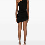 Abito corto drappeggiato con cristalli in nero David koma - donna 