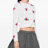 Cardigan con decorazione a fiori in bianco e rosso SHUSHU/TONG - donna 