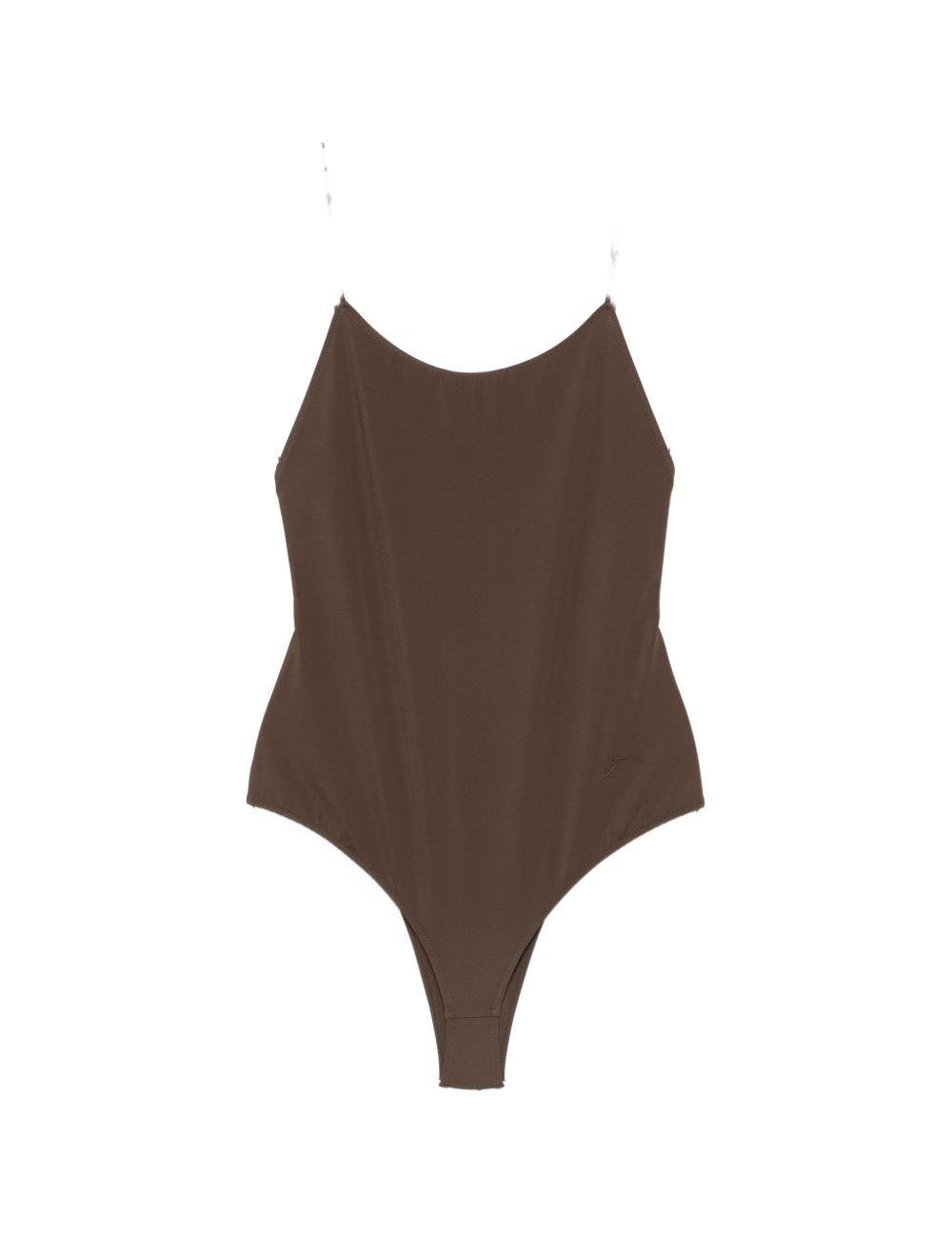 Costume con volant sul retro in marrone Jacquemus - donna 