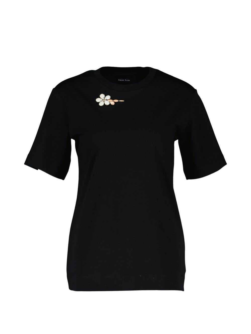T-shirt con dettaglio a fiori in nero Simone rocha - donna 