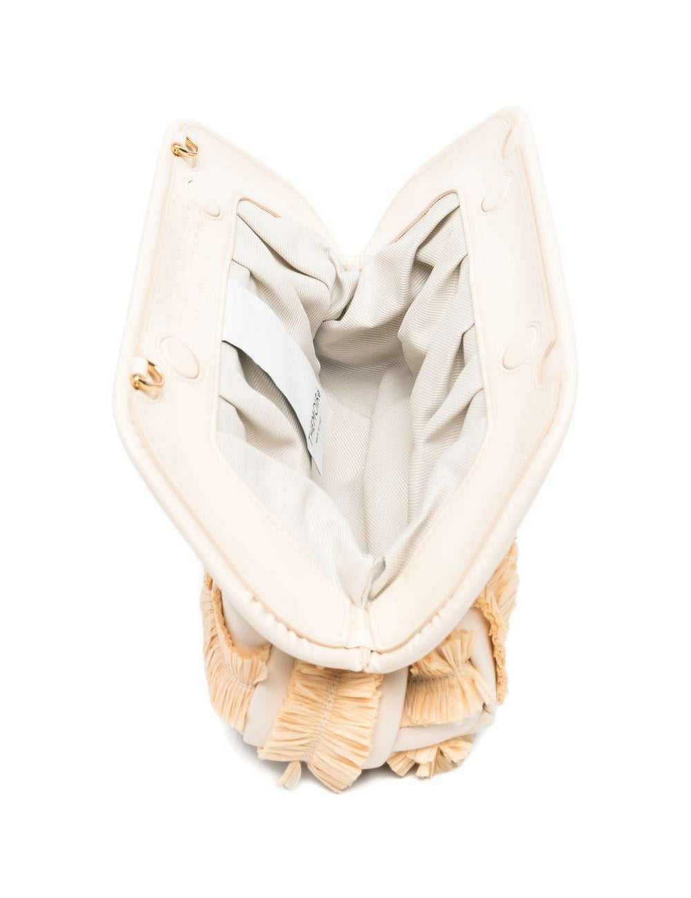 Clutch bios con inserti in rafia in avorio e beige Themoirè - donna 