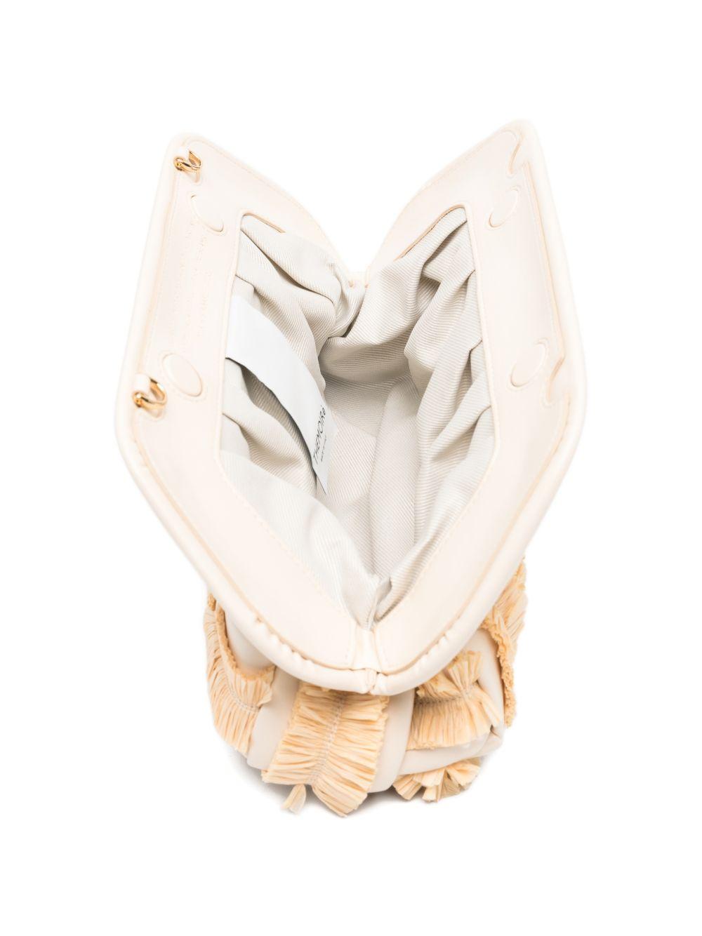 Clutch bios con inserti in rafia in avorio e beige Themoirè - donna 