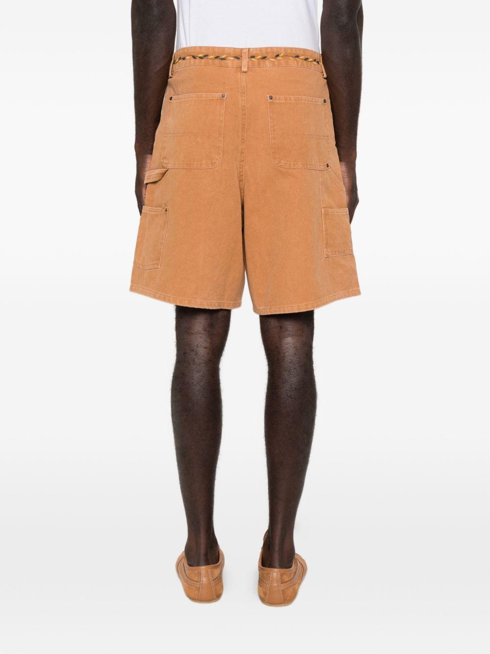 Pantaloncini ricamati con motivi floreali in marrone Found - uomo 