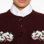 Cardigan con ricamo florele in bordeaux Shushu/tong - donna 