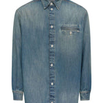 Camicia denim a maniche lunghe in blu Mm6 maison margiela - uomo 