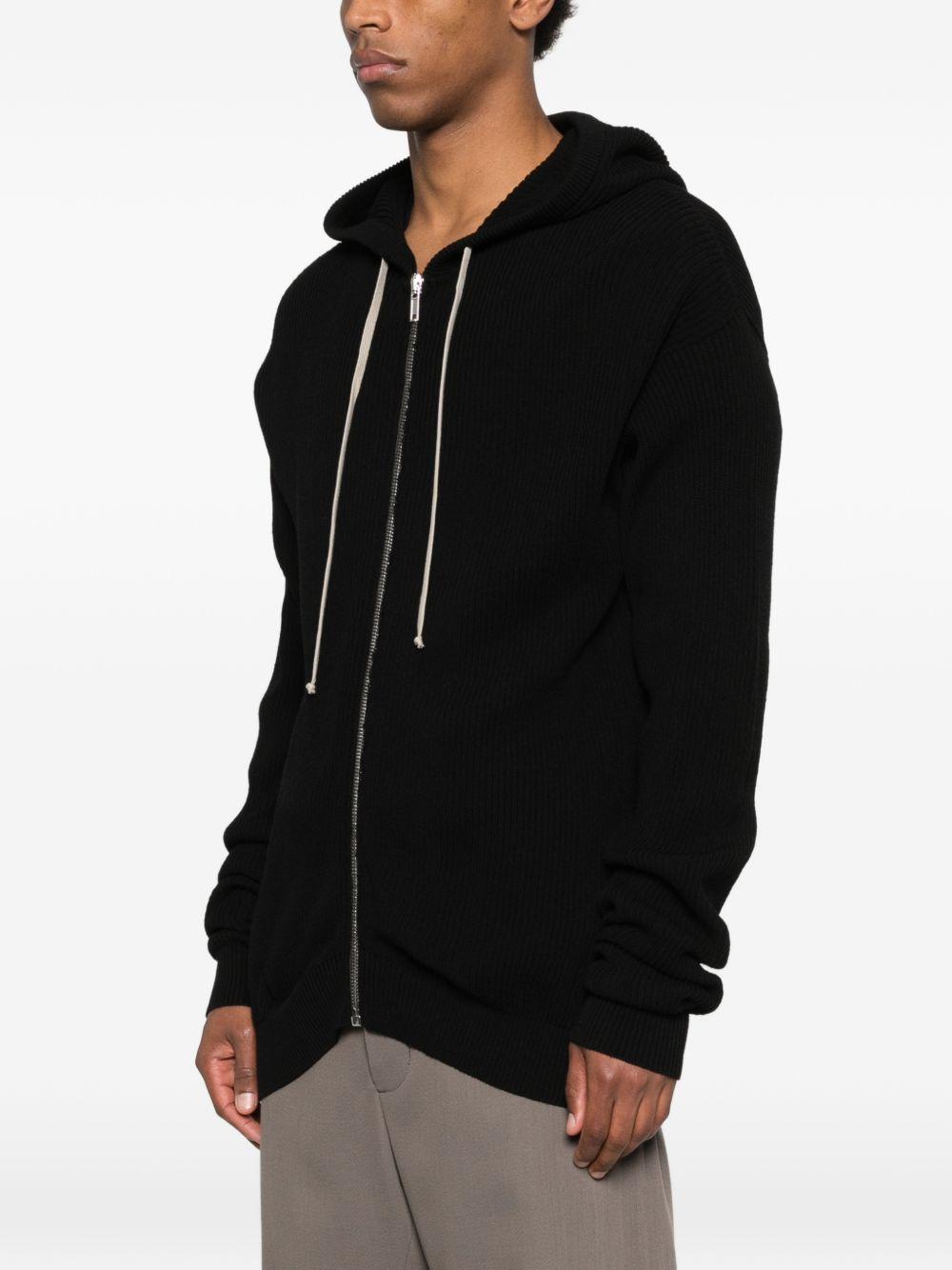Cardigan con cappuccio e zip in nero Rick owens - uomo 