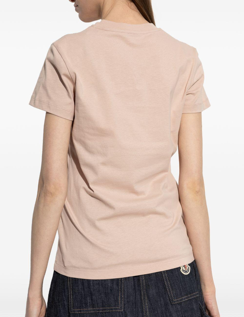 T-shirt con logo applicato in rosa Moncler - uomo 