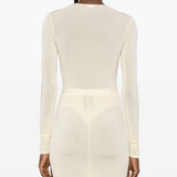 Body semi trasparente in beige Wardrobe.Nyc - donna 