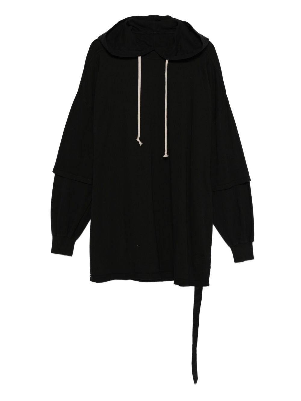 Felpa con coulisse a strati tommy in nero Rick owens drkshdw - uomo 