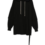 Felpa con coulisse a strati tommy in nero Rick owens drkshdw - uomo 