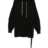 Felpa con coulisse a strati tommy in nero Rick owens drkshdw - uomo 