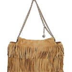 Borsa felming con frange in beige Tory burch - donna 