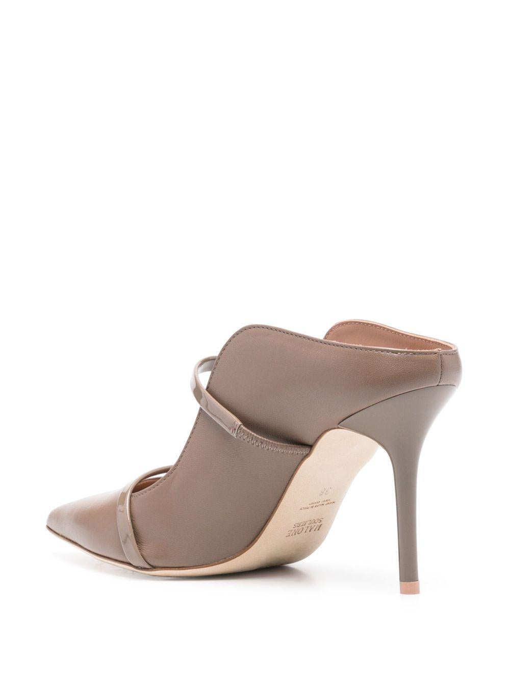 Mules Maureen 85 stiletto in nappa taupe 