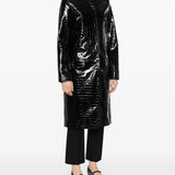 Cappotto in pelle effetto coccodrillo in nero Toteme - donna 