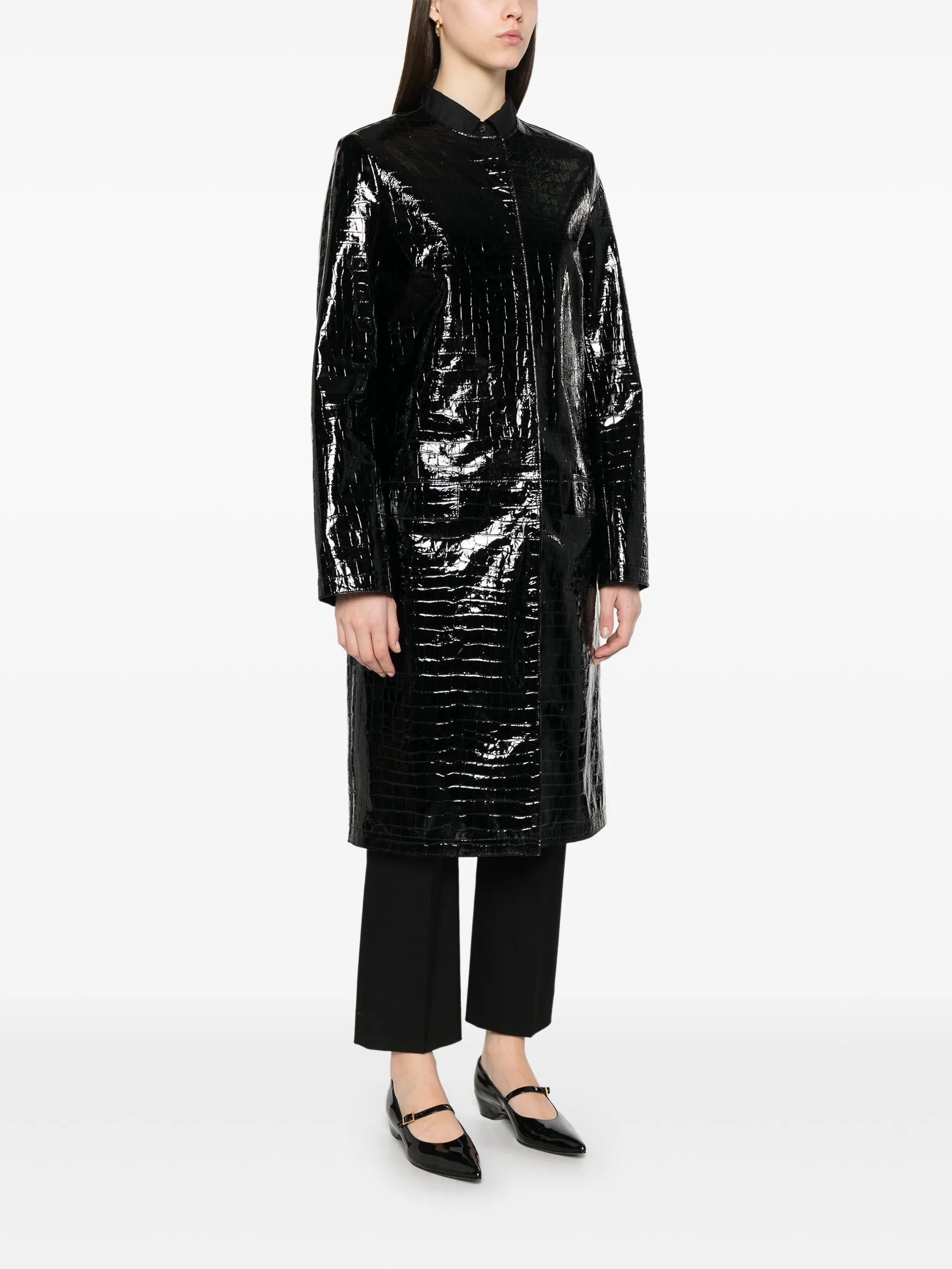 Cappotto in pelle effetto coccodrillo in nero Toteme - donna 