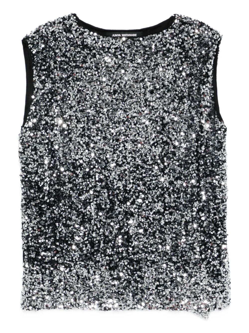Top con paillettes in nero Junya watanabe - donna 