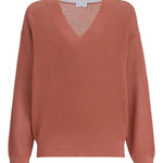 Maglione con scollo a V in arancione Brunello cucinelli - donna 