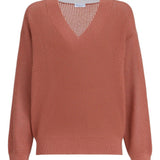 Maglione con scollo a V in arancione Brunello cucinelli - donna 