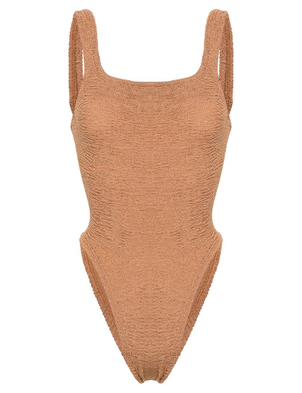 Costume intero square in marrone chiaro hunza g - donna 