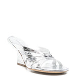 Mules con tacco in pelle metallizzata in argento Dries van noten - donna 