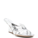 Mules con tacco in pelle metallizzata in argento Dries van noten - donna 