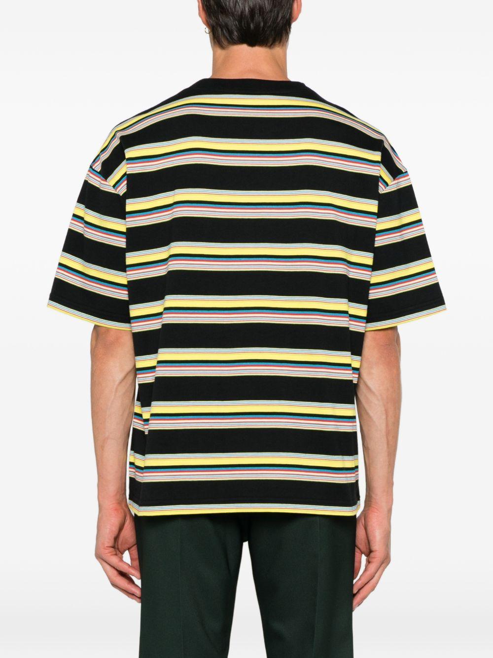 T-shirt a righe in cotone multicolore 
