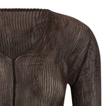 TOP SCOLLO A V SEMI TRASPARENTE IN MARRONE ISSEY MIYAKE - donna 