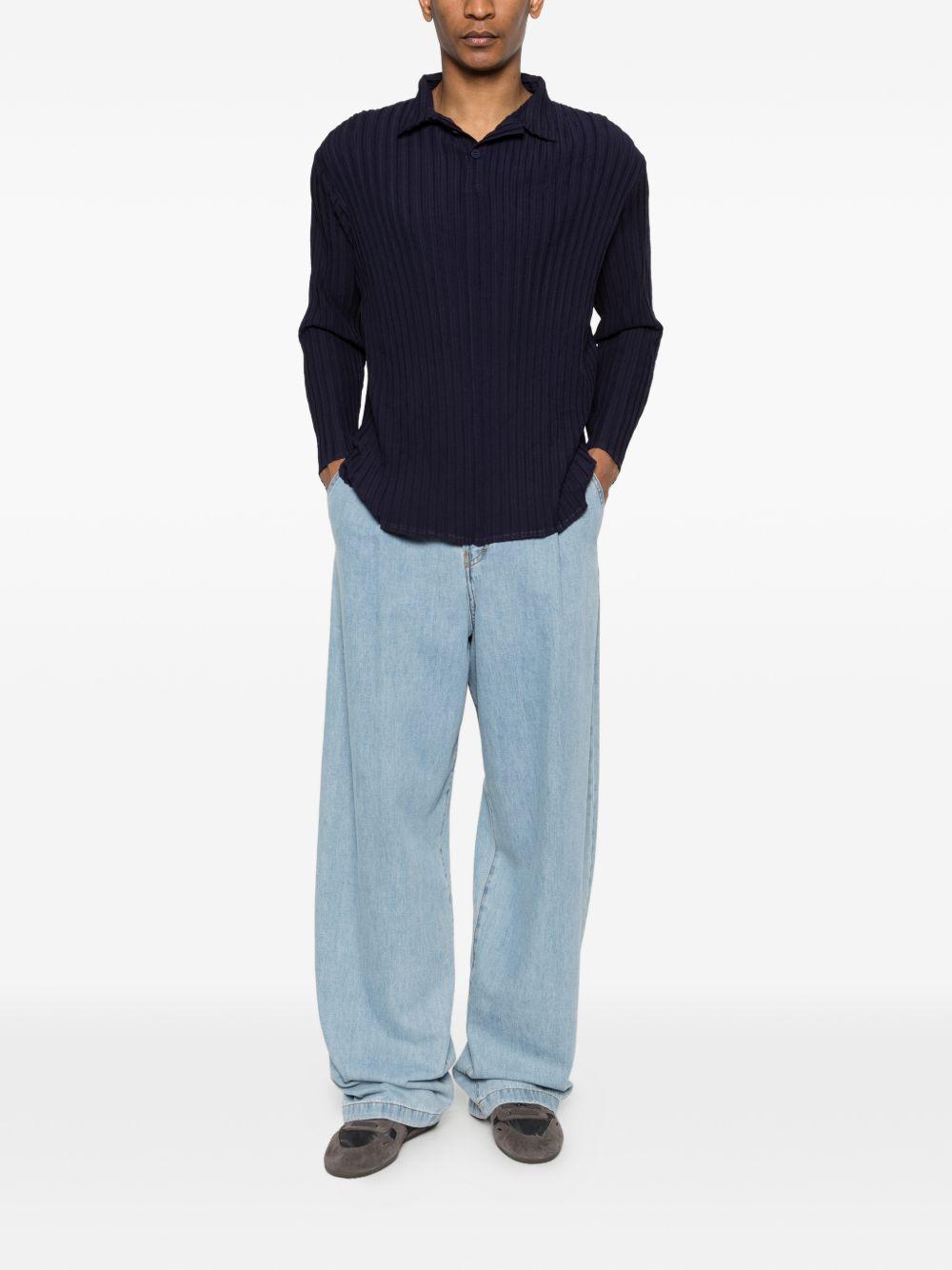 Polo plissettata in blu Gongdid design - uomo 