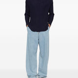 Polo plissettata in blu Gongdid design - uomo 