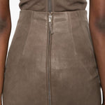 Gonna midi in pelle a vita alta in marrone Rick owens - donna 