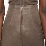 Gonna midi in pelle a vita alta in marrone Rick owens - donna 