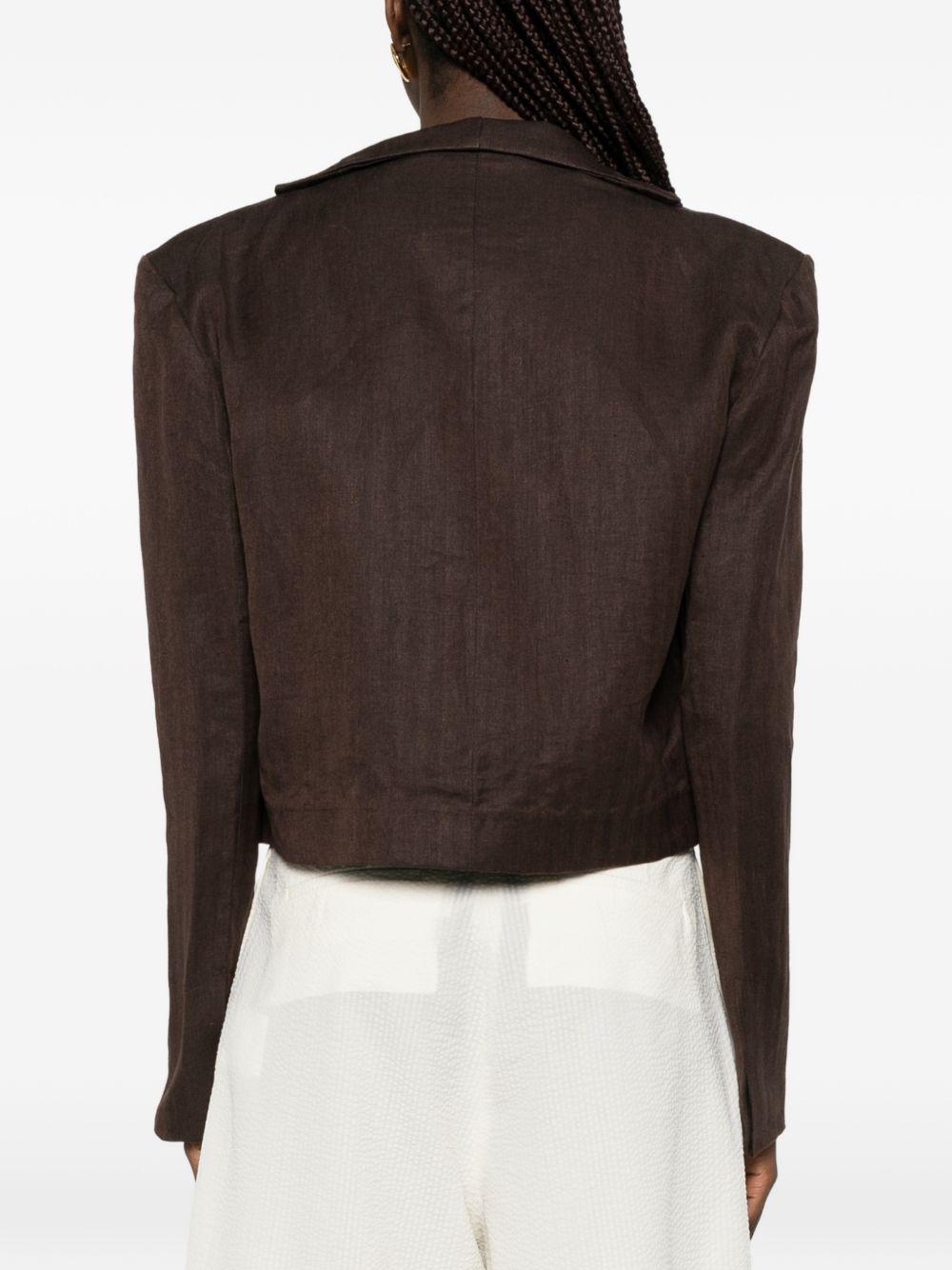 Blazer crop in lino in marrone Batakovic - donna 