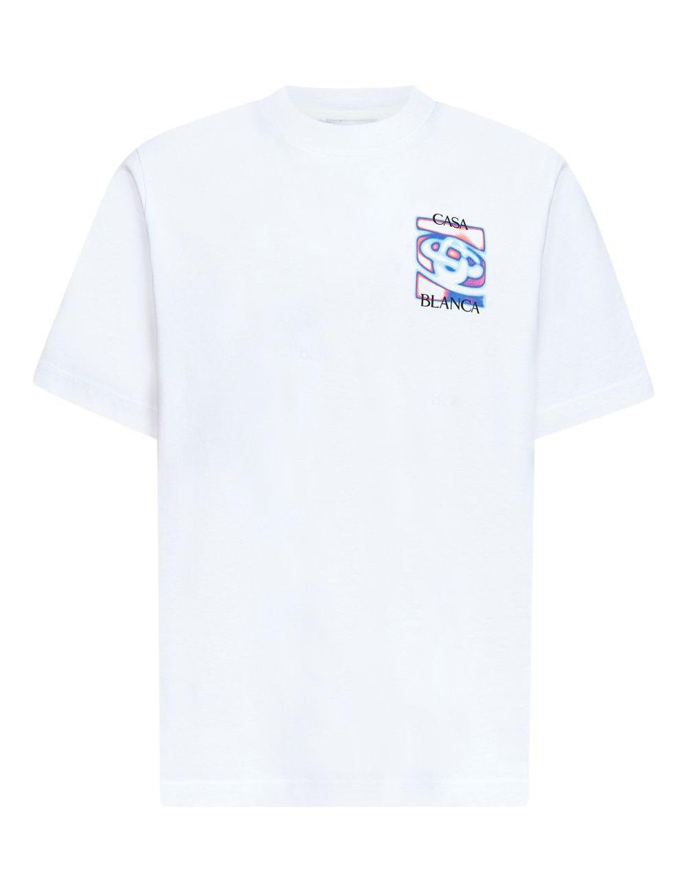 T-shirt girocollo con logo in bianco Casablanca - uomo 