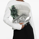 Clutch bios baguette in argento Themoirè - donna 