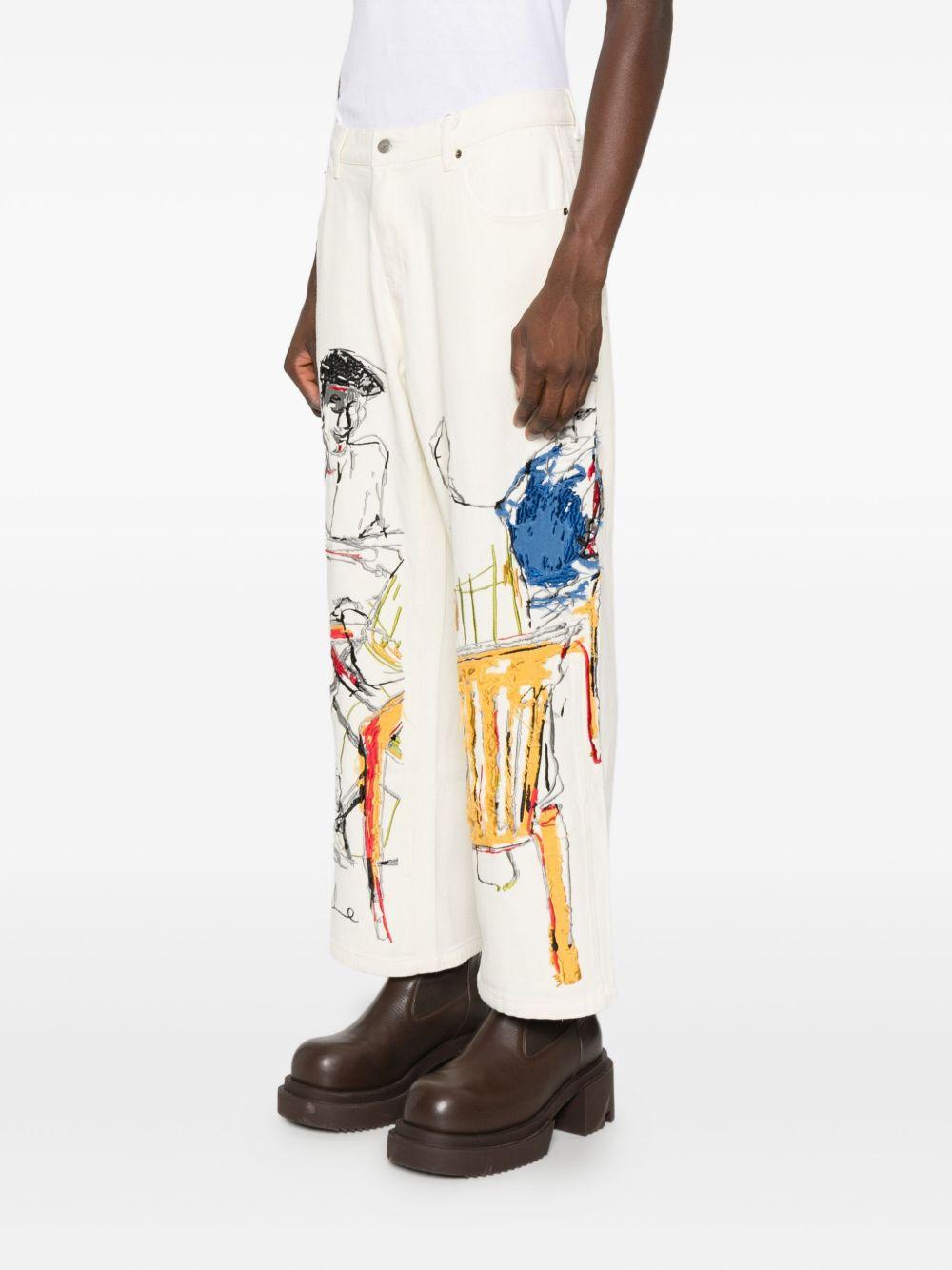 Jeans con stampa grafica in avorio KidSuper - uomo 