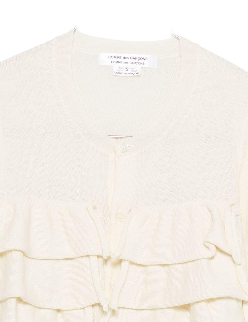 Cardigan a maniche lunghe con ruches in avorio Comme des garcons comme des garcons - donna 