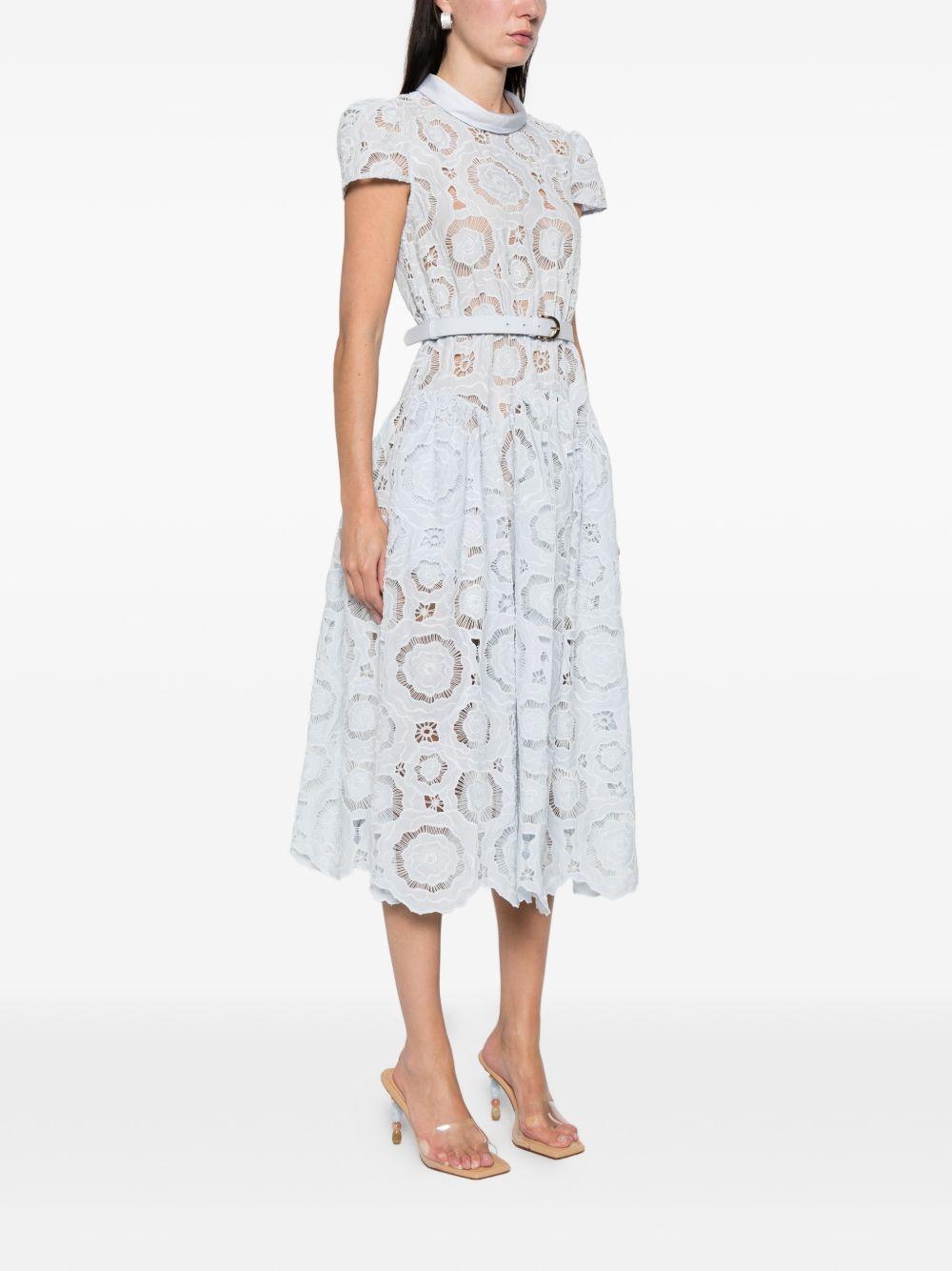 Abito midi in pizzo a fiori in azzurro Self-Portrait - donna 