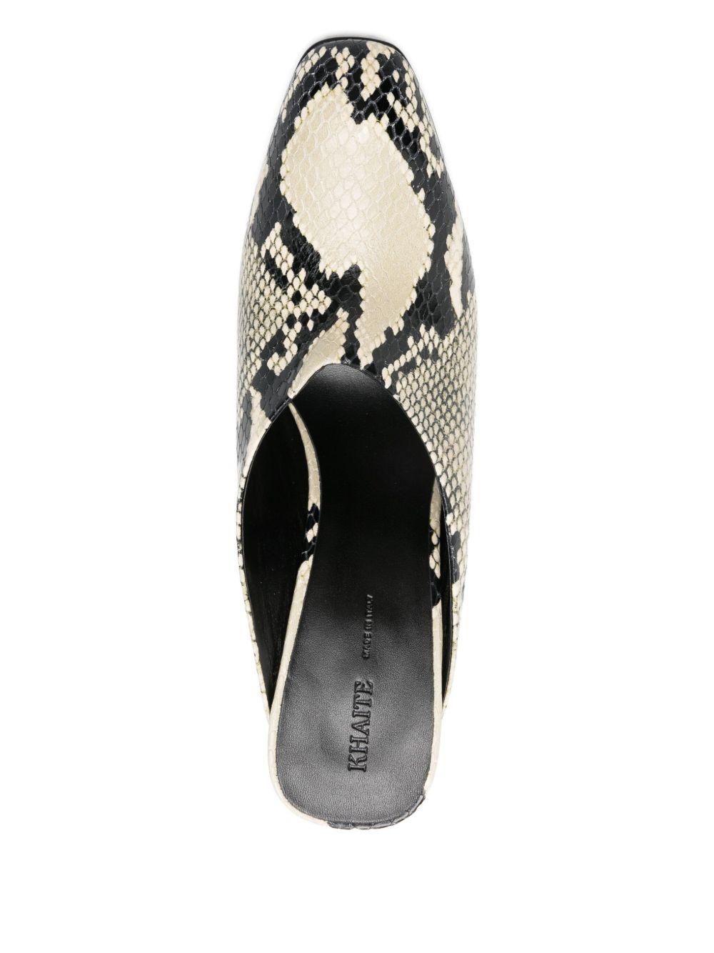 Mules con tacco effetto serpente in beige Khaite - donna 