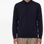 Camicia in maglia di seta blu denim 