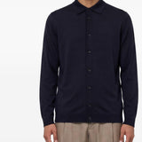Camicia in maglia di seta blu denim 