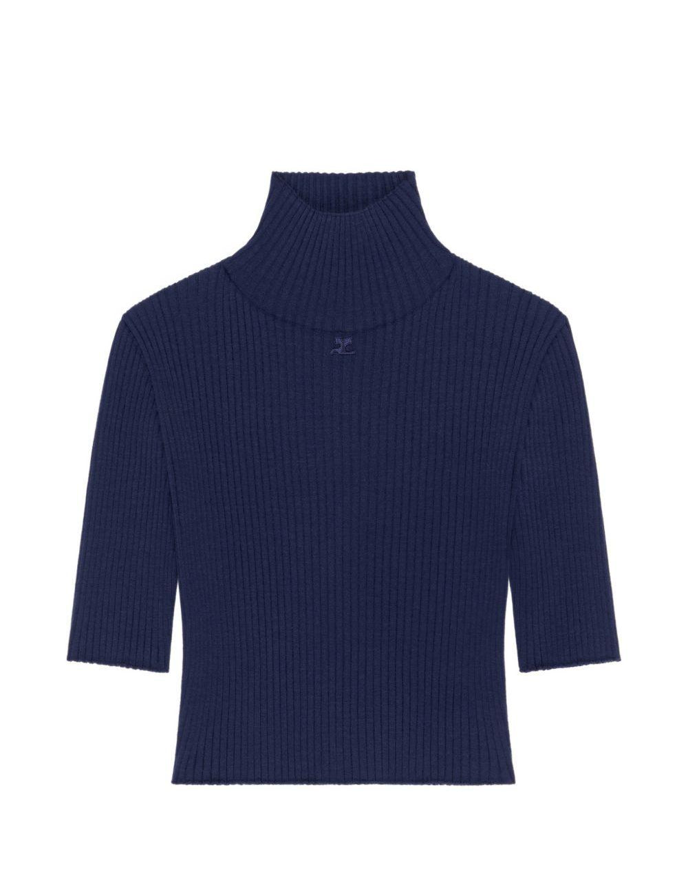 Top con logo in blu Courrèges - donna 