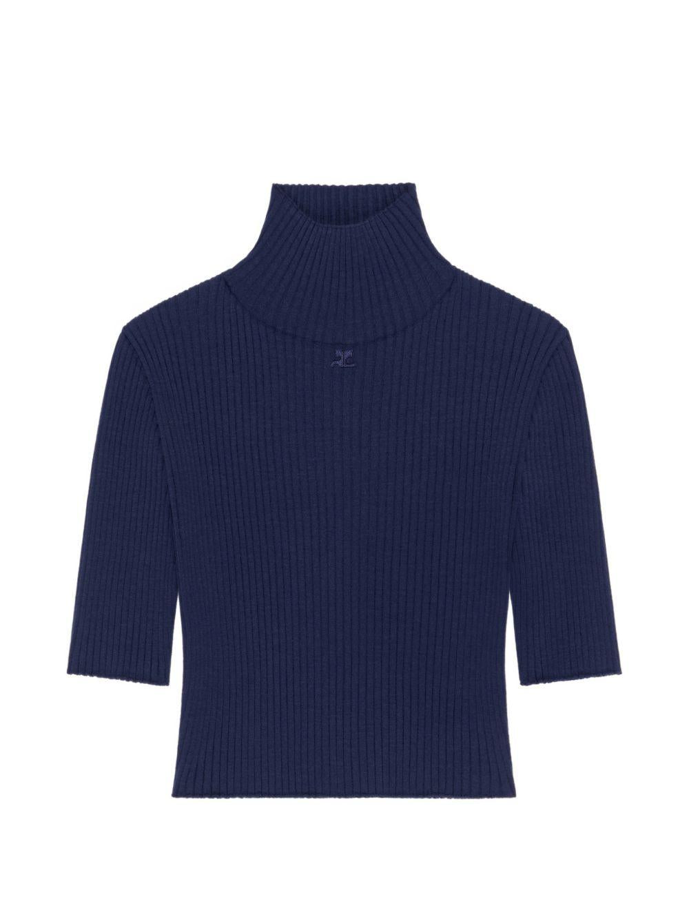 Top con logo in blu Courrèges - donna 