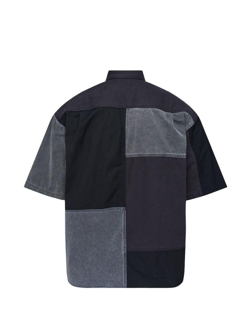 Camicia a maniche corte con design patchwork in nero Comme des garcons homme - uomo 