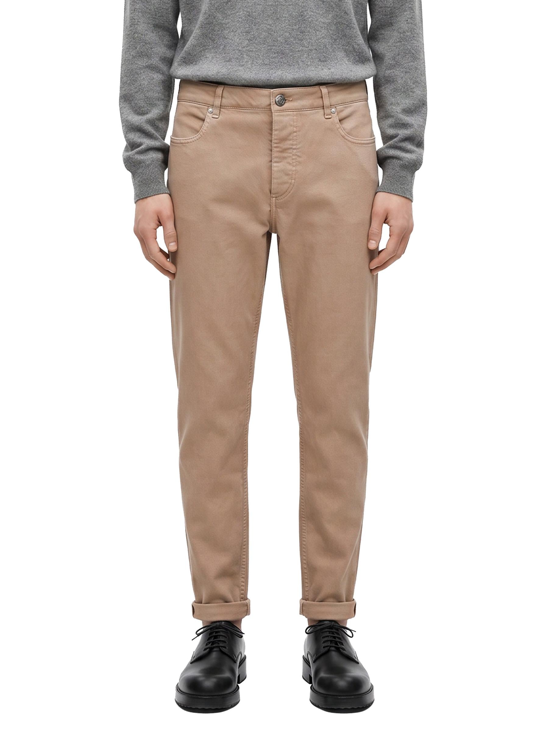 Jeans slim in denim in beige 
