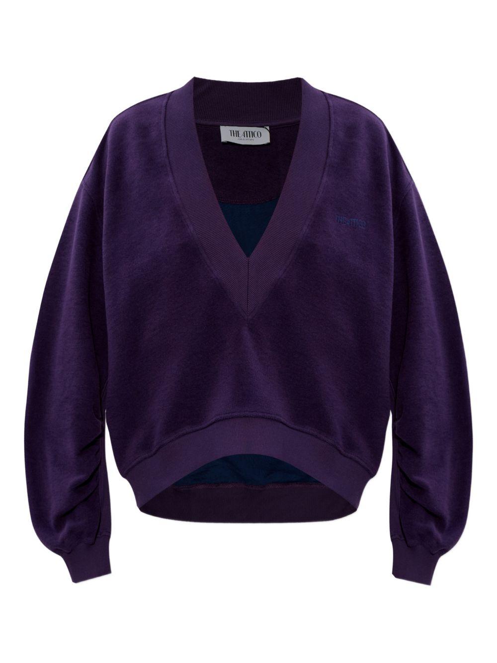 Felpa con scollo a V in viola The attico - donna 