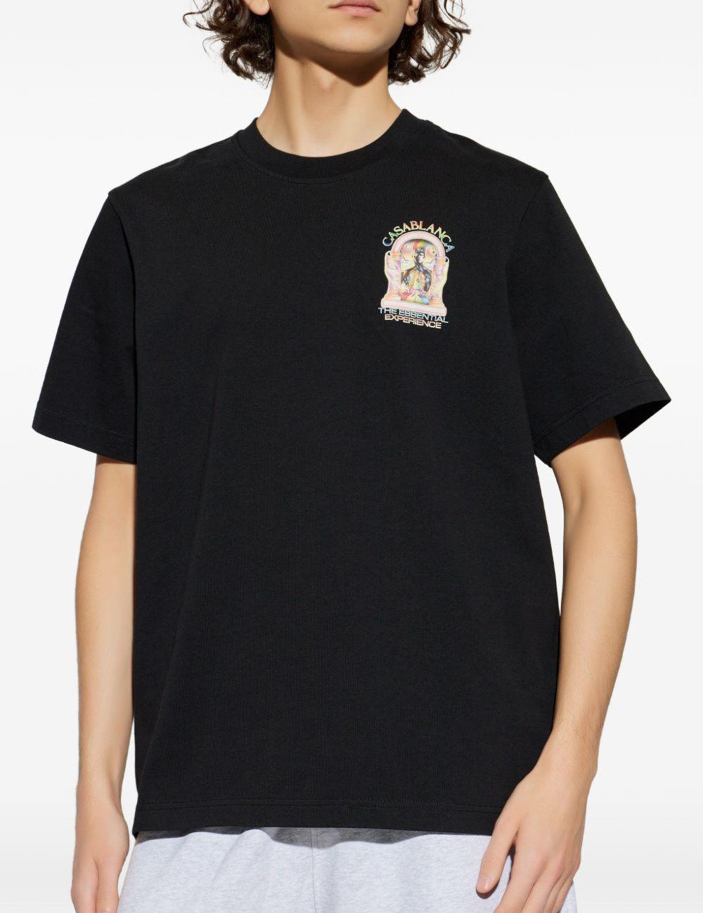 T-shirt girocollo con stampa in nero Casablanca - uomo 