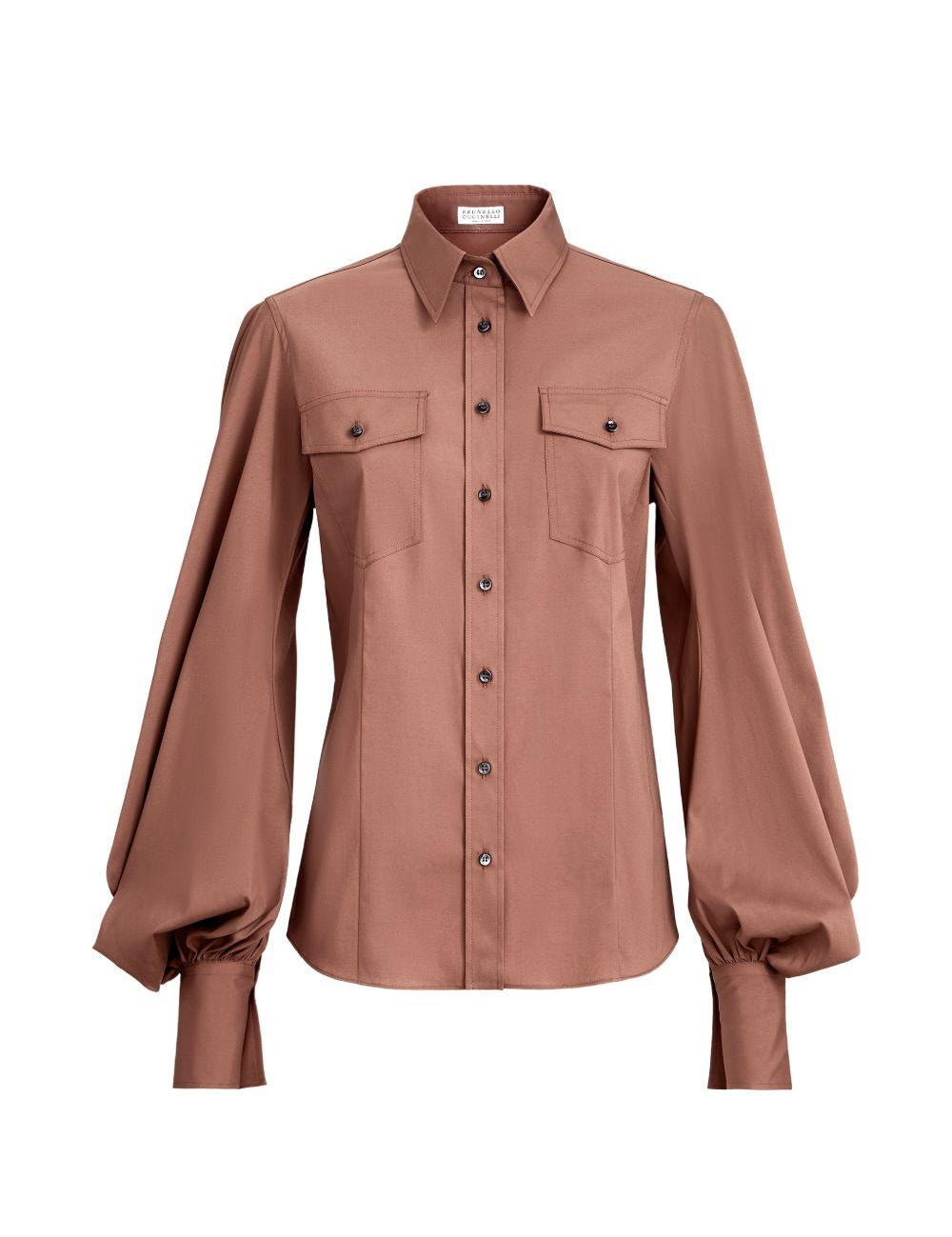 Camicia con maniche a sbuffo in rosa Brunello Cucinelli - donna 